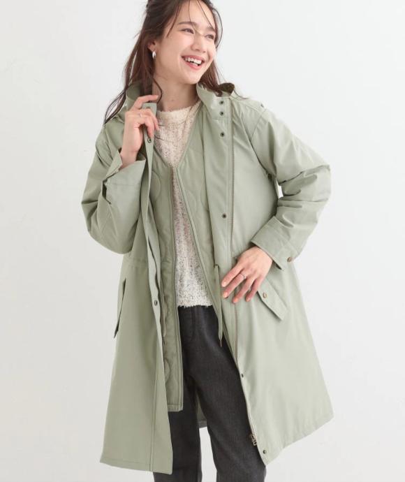 【撥水/防花粉/S-LL】ライナー付き ミリタリーフーデッドコート