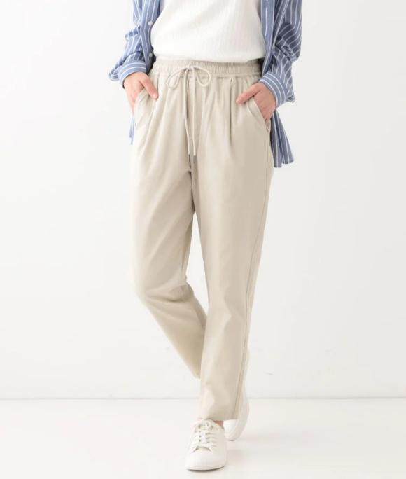綿ストレッチイージーテーパードパンツ